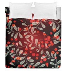 Beautiful Black And Red Florals  Duvet Cover Double Side (queen Size) by flipstylezfashionsLLC