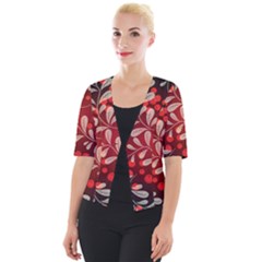 Beautiful Black And Red Florals  Cropped Button Cardigan by flipstylezfashionsLLC