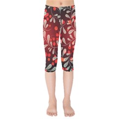 Beautiful Black And Red Florals  Kids  Capri Leggings  by flipstylezfashionsLLC