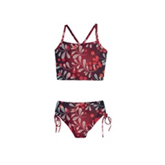 Beautiful Black And Red Florals  Girls  Tankini Swimsuit by flipstylezfashionsLLC