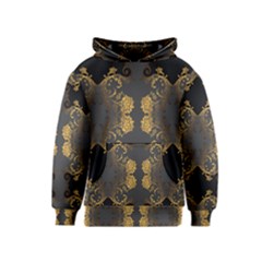 Beautiful Black And Gold Seamless Floral  Kids  Pullover Hoodie by flipstylezfashionsLLC