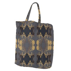 Beautiful Black And Gold Seamless Floral  Giant Grocery Tote