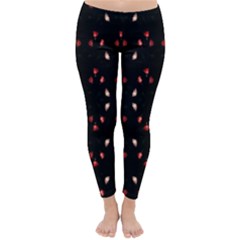 Beautiful Elegant Roses On Black  Classic Winter Leggings by flipstylezfashionsLLC