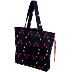 Beautiful Elegant Roses On Black  Drawstring Tote Bag