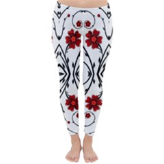 Beautiful Red Flowers Seamless Classic Winter Leggings