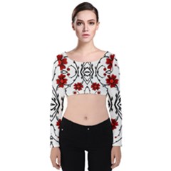 Beautiful Red Flowers Seamless Velvet Crop Top