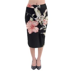 Beautiful Tropical Black Pink Florals  Midi Pencil Skirt by flipstylezfashionsLLC