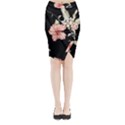 Beautiful tropical Black Pink Florals  Midi Wrap Pencil Skirt View1