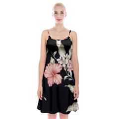 Beautiful Tropical Black Pink Florals  Spaghetti Strap Velvet Dress by flipstylezfashionsLLC