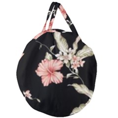 Beautiful Tropical Black Pink Florals  Giant Round Zipper Tote by flipstylezfashionsLLC