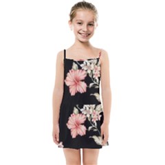 Beautiful Tropical Black Pink Florals  Kids Summer Sun Dress by flipstylezfashionsLLC