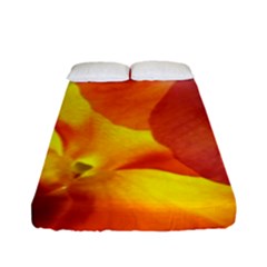 Big Colorful Tropical Yellow And Purple  Fitted Sheet (full/ Double Size) by flipstylezfashionsLLC