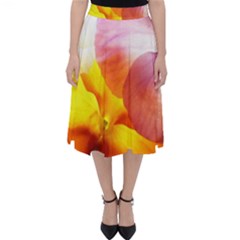 Big Colorful Tropical Yellow And Purple  Folding Skater Skirt