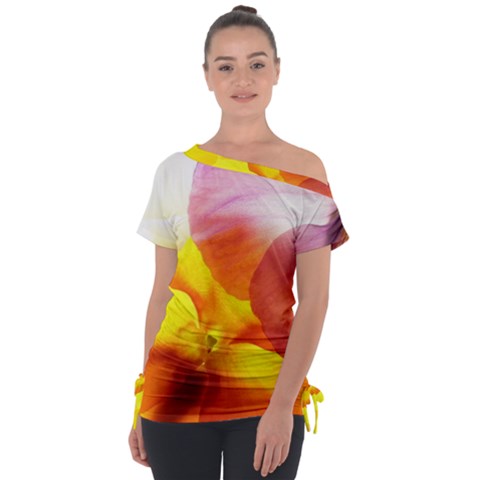 Big Colorful Tropical Yellow And Purple  Tie-up Tee by flipstylezfashionsLLC