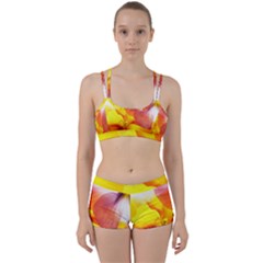 Big Colorful Tropical Yellow And Purple  Women s Sports Set