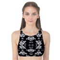 Black and white florals background  Tank Bikini Top View1