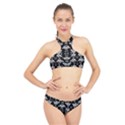 Black and white florals background  High Neck Bikini Set View1