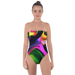 Colorful Smoke Explosion Tie Back One Piece Swimsuit