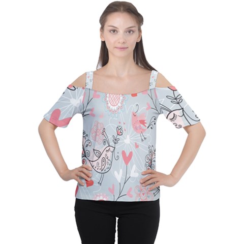 Cute Love Birds Valentines Day Theme  Cutout Shoulder Tee by flipstylezfashionsLLC