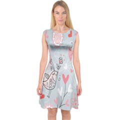 Cute Love Birds Valentines Day Theme  Capsleeve Midi Dress by flipstylezfashionsLLC