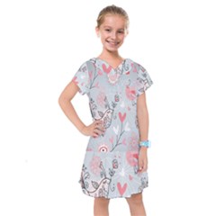 Cute Love Birds Valentines Day Theme  Kids  Drop Waist Dress by flipstylezfashionsLLC