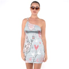 Cute Love Birds Valentines Day Theme  One Soulder Bodycon Dress by flipstylezfashionsLLC