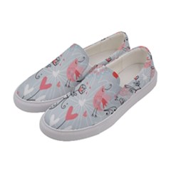 Cute Love Birds Valentines Day Theme  Women s Canvas Slip Ons by flipstylezfashionsLLC