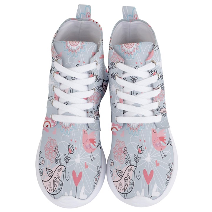 Cute love birds valentines day theme  Women s Lightweight High Top Sneakers