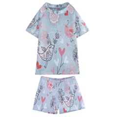 Cute Love Birds Valentines Day Theme  Kids  Swim Tee And Shorts Set