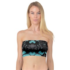 Blue Green Back Ground Floral Pattern Bandeau Top