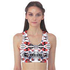 Creative Geometric Red And Black Design Sports Bra by flipstylezfashionsLLC