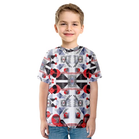 Creative Geometric Red And Black Design Kids  Sport Mesh Tee by flipstylezfashionsLLC