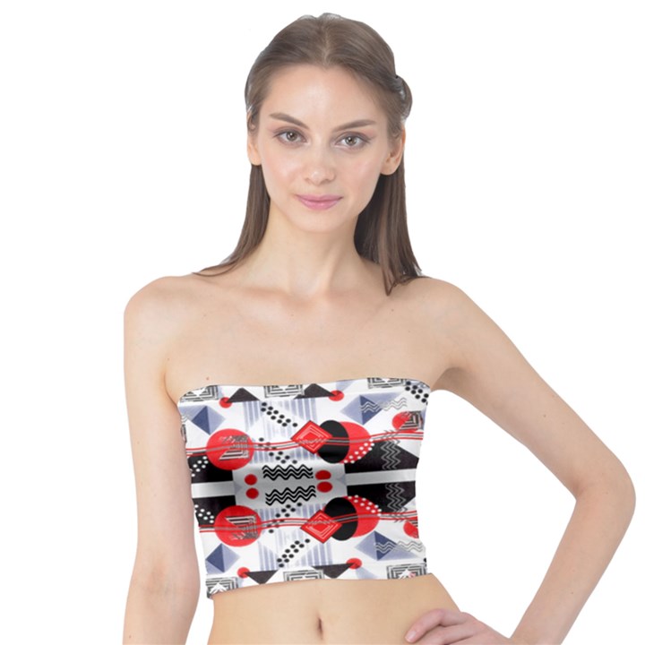 Creative geometric red and black design Tube Top