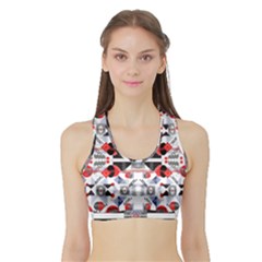 Creative Geometric Red And Black Design Sports Bra With Border by flipstylezfashionsLLC