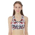 Creative geometric red and black design Sports Bra with Border View1