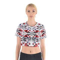 Creative Geometric Red And Black Design Cotton Crop Top by flipstylezfashionsLLC