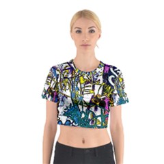 Graffiti Wall Cartoon Style Art Cotton Crop Top