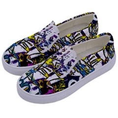 Graffiti Wall Cartoon Style Art Kids  Canvas Slip Ons by flipstylezfashionsLLC