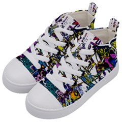 Graffiti Wall Cartoon Style Art Kid s Mid-top Canvas Sneakers