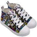 Graffiti wall cartoon style art Kid s Mid-Top Canvas Sneakers View3