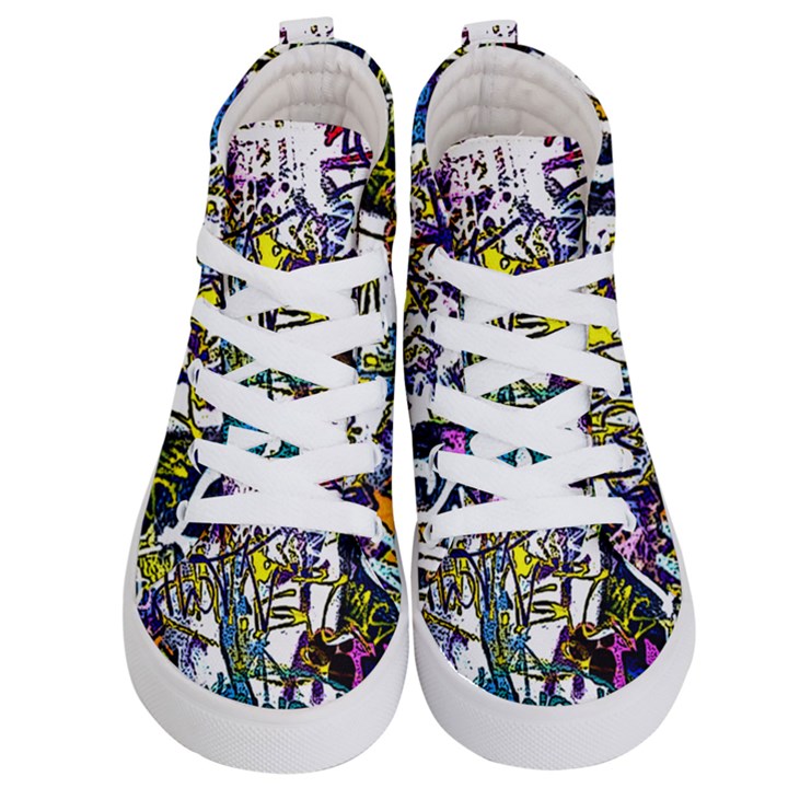 Graffiti wall cartoon style art Kid s Hi-Top Skate Sneakers