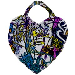 Graffiti Wall Cartoon Style Art Giant Heart Shaped Tote