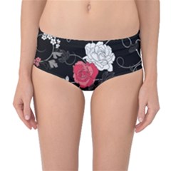 Elegant Pink Roses Mid-waist Bikini Bottoms by flipstylezfashionsLLC