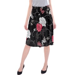 Elegant Pink Roses Midi Beach Skirt by flipstylezfashionsLLC