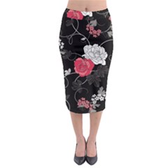 Elegant Pink Roses Midi Pencil Skirt by flipstylezfashionsLLC