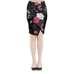 Elegant Pink Roses Midi Wrap Pencil Skirt by flipstylezfashionsLLC