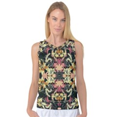 Beautiful Seamless Brown Tropical Flower Design  Women s Basketball Tank Top by flipstylezfashionsLLC