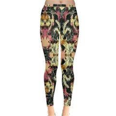 Beautiful Seamless Brown Tropical Flower Design  Inside Out Leggings