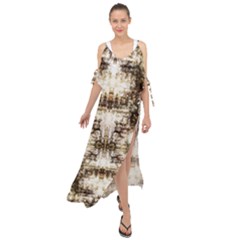 Gorgeous Brown Rustic Design By Kiekie Strickland Maxi Chiffon Cover Up Dress by flipstylezfashionsLLC