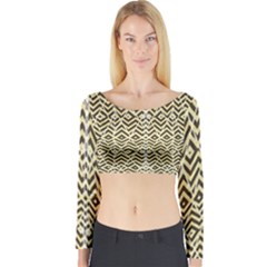 Stripes Glitter And Black Zigzags Long Sleeve Crop Top by flipstylezfashionsLLC